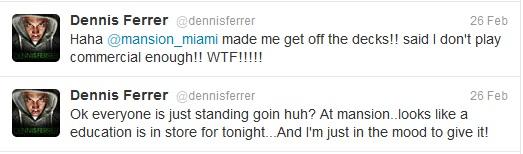 Dennis Ferrer tweets about incident.